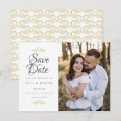 Carte Postale Enregistrer La Date Élégante Mariage Script Photo (Devant / Derrière)