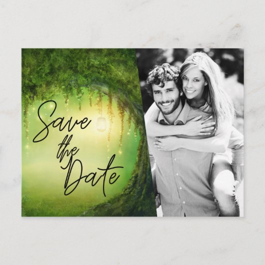 Carte Postale Enregistrer la date enchantée Fiançailles de forêt (Devant)