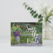 Carte Postale Enregistrer La Date Famille Réunion Rustique Rural (Debout devant)