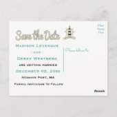 Carte Postale Enregistrer la date Fiançailles du phare nautique (Dos)