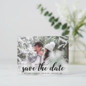 Carte Postale Enregistrer La Date Fiançailles Photo Modern Scrip (Debout devant)