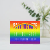 Carte Postale Enregistrer la date Gay Mariage LGBT Gay pride Par (Debout devant)