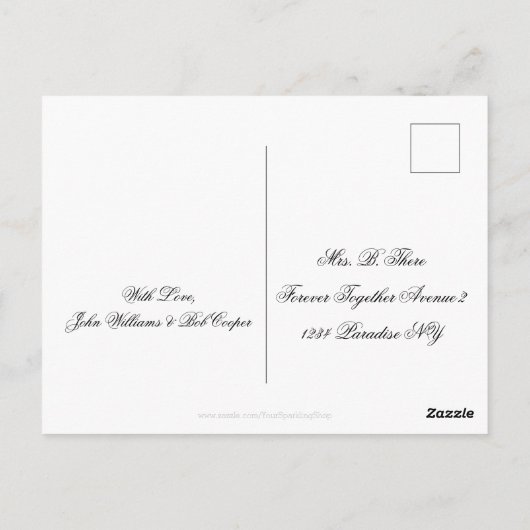 Carte Postale Enregistrer la date Gay Mariage LGBT Gay pride Par (Dos)