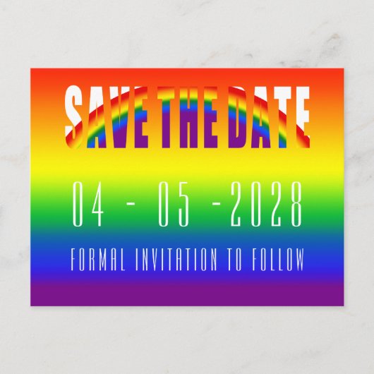 Carte Postale Enregistrer la date Gay Mariage LGBT Gay pride Par (Devant)