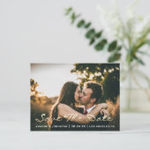 Carte Postale Enregistrer La Date Golden Script Photo Rose Blush (Debout devant)