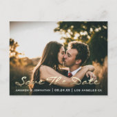 Carte Postale Enregistrer La Date Golden Script Photo Rose Blush (Devant)