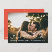 Carte Postale Enregistrer La Date Golden Script Photo Vivid Cora (Devant / Derrière)