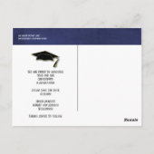 Carte Postale Enregistrer La Date Graduation Blue Gold Elegant (Dos)
