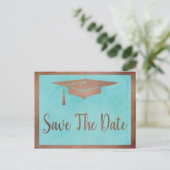 Carte Postale Enregistrer La Date Graduation - Chic Rose Gold Fa (Debout devant)