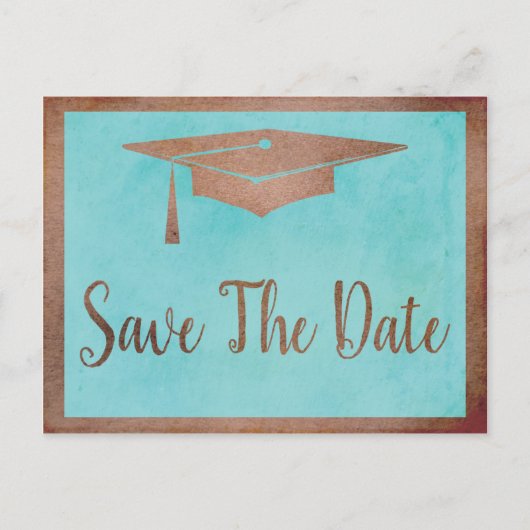 Carte Postale Enregistrer La Date Graduation - Chic Rose Gold Fa (Devant)