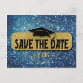 Carte Postale Enregistrer La Date Graduation Gold Blue Grad Casq (Devant)