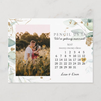 Carte Postale Enregistrer la date mai 2023 Botanical Elegant Gol