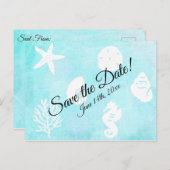 Carte Postale Enregistrer la date Mariage à thème Seashell Seash (Devant / Derrière)