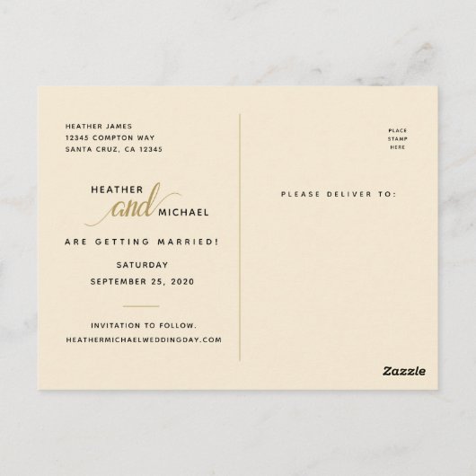 Carte Postale Enregistrer la date Mariage désorganisé Script Pho (Dos)