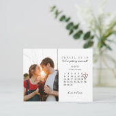 Carte Postale Enregistrer la date Mars 2020 Calendrier Coeur ros (Debout devant)