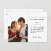 Carte Postale Enregistrer la date Mars 2020 Calendrier Coeur ros (Devant / Derrière)