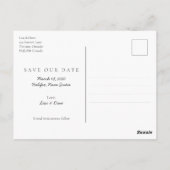 Carte Postale Enregistrer la date Mars 2020 Calendrier Coeur ros (Dos)