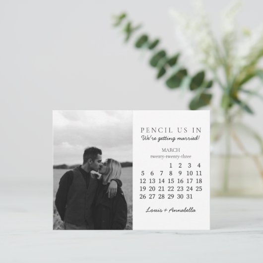 Carte Postale Enregistrer la date mars 2023 Calendrier Mois Cart (Debout devant)