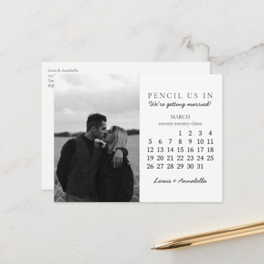 Carte Postale Enregistrer la date mars 2023 Calendrier Mois Cart (Devant/Arrière en situation)