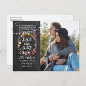Carte Postale Enregistrer la date Mason Jar String Lights Boho P (Devant / Derrière)