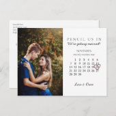 Carte Postale Enregistrer la date Nov 2021 Calendrier Mois Coeur (Devant / Derrière)