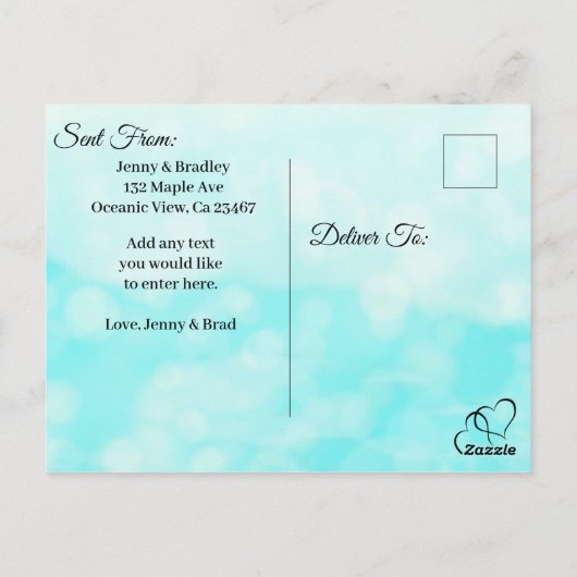 Carte Postale Enregistrer la date Ocean Shore Beach Mariage à th (Dos)