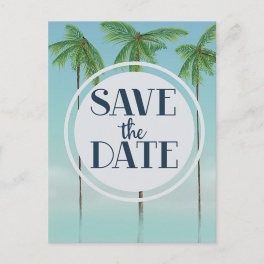 Carte Postale Enregistrer La Date Palmes Tropicales Vintages (Devant)