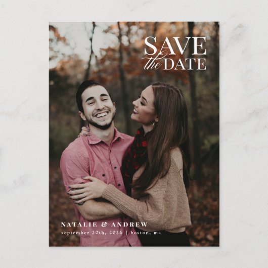 Carte Postale Enregistrer la date Photo Post Card, Élégant et mo (Devant)