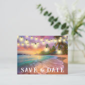 Carte Postale Enregistrer La Date QR Code Tropical Beach Faire-p (Debout devant)