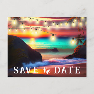 Carte Postale Enregistrer La Date QR Code Tropical Beach Faire-p