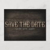 Carte Postale ENREGISTRER LA DATE Rustic Wood Western Fiançaille (Devant)