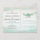 Carte Postale Enregistrer La Date Rustique Bois Floral Photo Col (Devant)