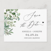 Carte Postale Enregistrer la date Script Simple Élégant Eucalypt (Devant)