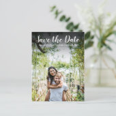 Carte Postale Enregistrer la date Simple Modern Script Photo Car (Debout devant)
