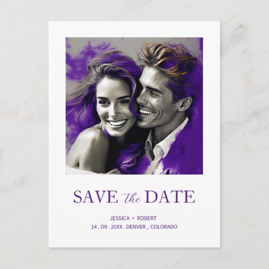 CARTE POSTALE ENREGISTRER LA DATE SIMPLE MODERNE DESIGN (Devant)