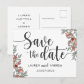 Carte Postale Enregistrer la date Terracotta Floral Mariage (Devant / Derrière)