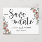 Carte Postale Enregistrer la date Terracotta Floral Mariage (Devant)