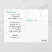 Carte Postale Enregistrer la date Turquoise Hibiscus Tropical Th (Dos)