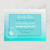 Carte Postale Enregistrer la date Turquoise Turquoise blanc Mari (Devant)