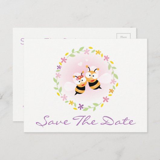 Carte Postale Enregistrer la date Whimsical rose Mariage Faire-p (Devant / Derrière)