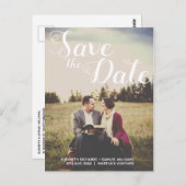 Carte Postale Enregistrer la date Whimsical White Script Photo O (Devant / Derrière)