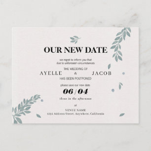 Carte Postale Enregistrer La Nouvelle Date Reprogrammée Mariage 