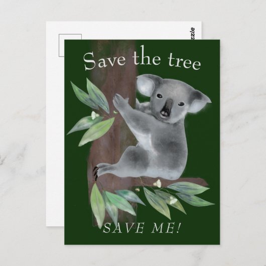 Carte Postale Enregistrer l'arbre pour enregistrer le koala d'ac (Devant / Derrière)