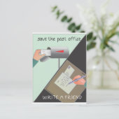 Carte Postale Enregistrer le bureau de poste/ Écrire un ami (Debout devant)