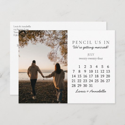 Carte Postale Enregistrer le calendrier des dates juillet 2024 (Devant / Derrière)