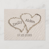 Carte Postale Enregistrer le coeur de la plage de dates avec des (Devant)