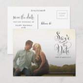 Carte Postale Enregistrer le Faire-part de typographie gris date (Devant / Derrière)