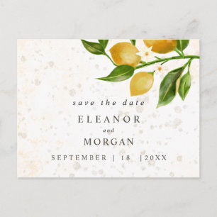 Carte Postale Enregistrer le mariage d'aquarelle de citrons luxu