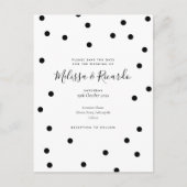 Carte Postale Enregistrer le Mariage de date Pois noir et blanc (Devant)