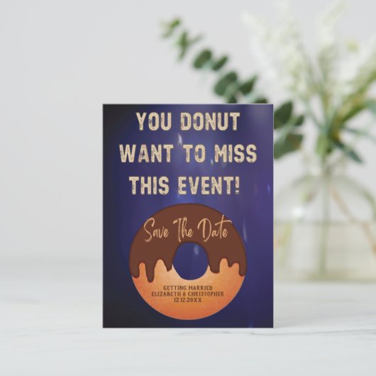 Carte Postale Enregistrer Le Mariage D'Événement Date Donut Neon (Debout devant)